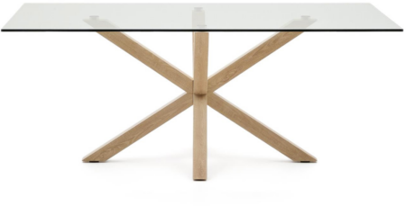 Spisebord Kave Home Argo med hærdet glasbordplade og stålben 200Ã100 cm nordisk design